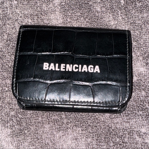 Balenciaga Handbags - Balenciaga Black Croc-Embossed Wallet